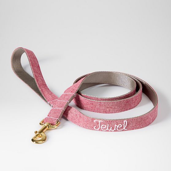 Hand Embroidered Linen Dog Leash