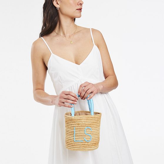 Hand Embroidered Raffia Handbag