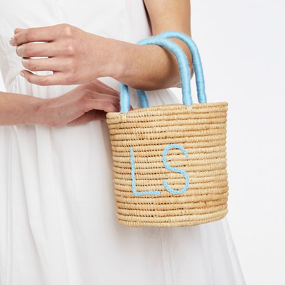 Hand Embroidered Raffia Handbag