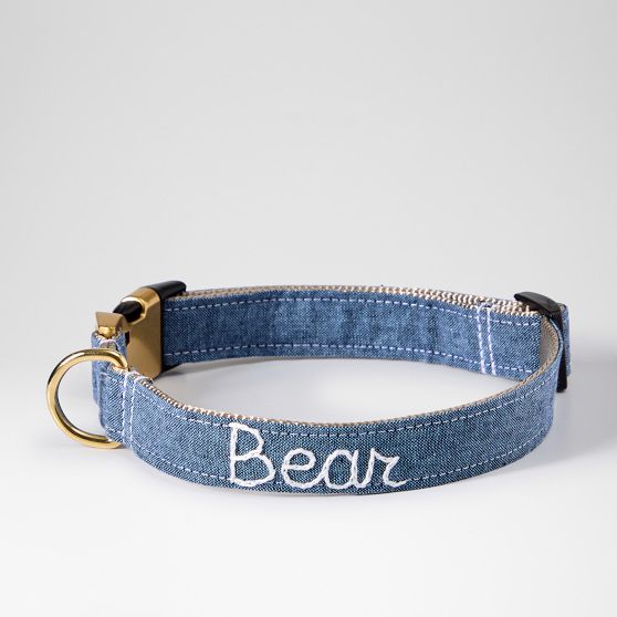 Hand-Embroidered Linen Dog Collar