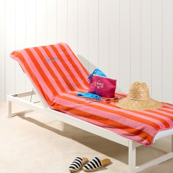 Cabana Stripe Lounge Chair Towel Cover