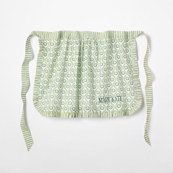 Block Print Ruffle Half Apron
