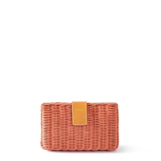 Wicker and Leather Clutch