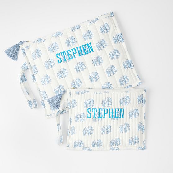 Block Print Flat Pouches, Set of 2