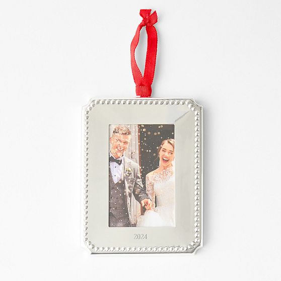 Silver Beaded Photo Frame Ornament