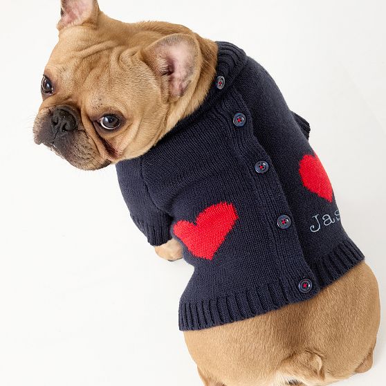 Heart Button Up Dog Sweater