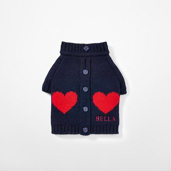 Heart Button Up Dog Sweater