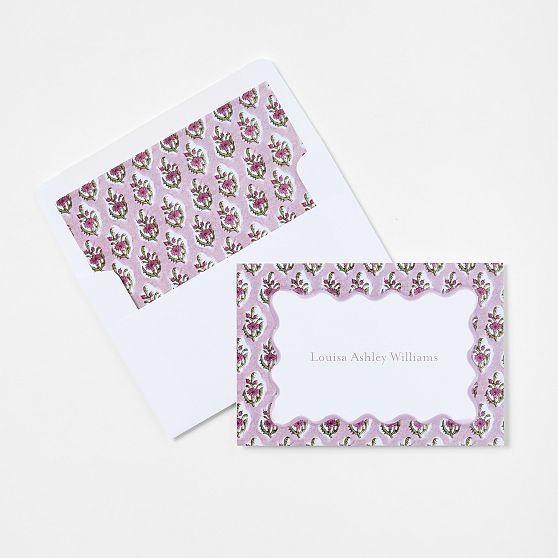 Personalized Block Print Stationery Folded Cards, Set of 24