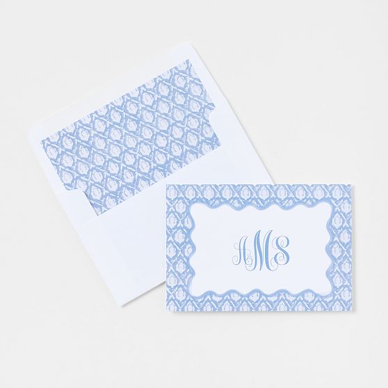 Personalized Block Print Stationery Folded Cards, Set of 24