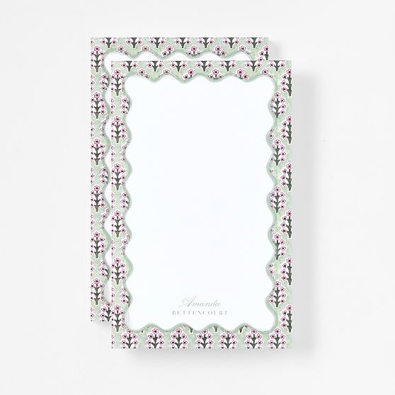 Personalized Block Print Stationery Notepads, Set of 2