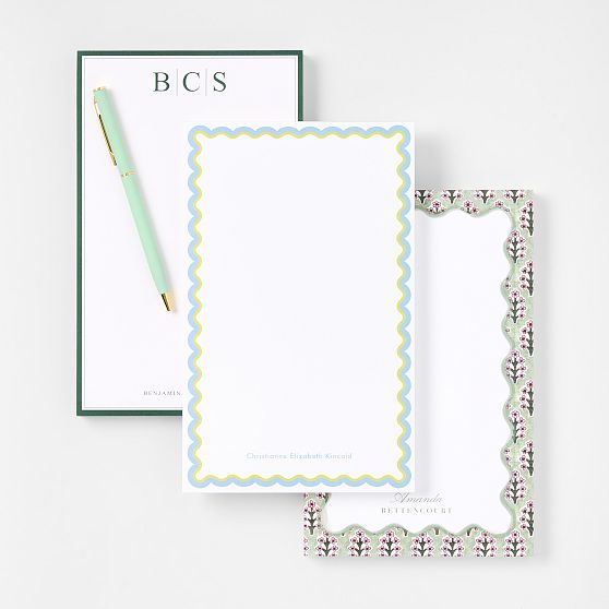 Personalized Block Print Stationery Notepads, Set of 2