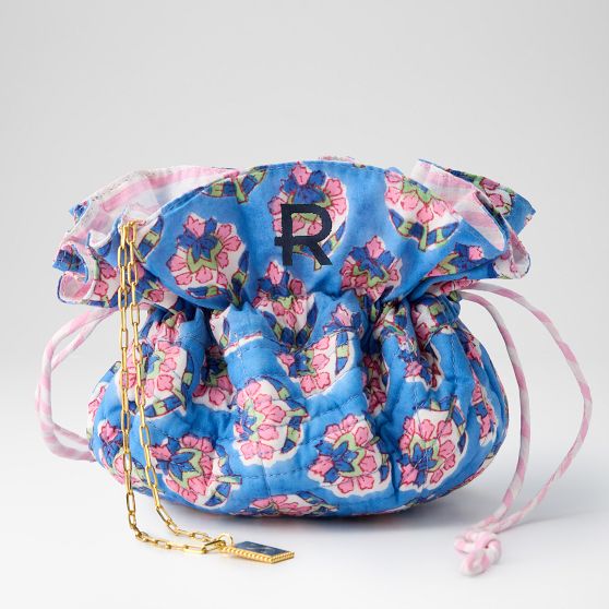 Block Print Ruffle Jewellery Pouch​