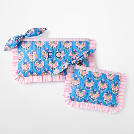 Block Print Ruffle Pouch Set​
