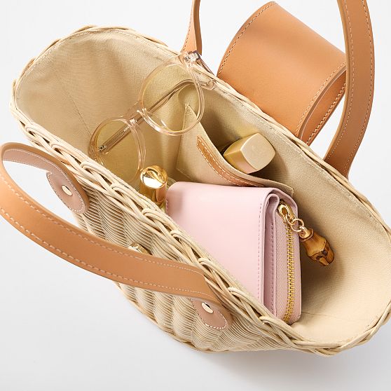 Juliette Wicker and Leather Mini Tote