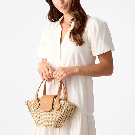 Juliette Wicker and Leather Mini Tote