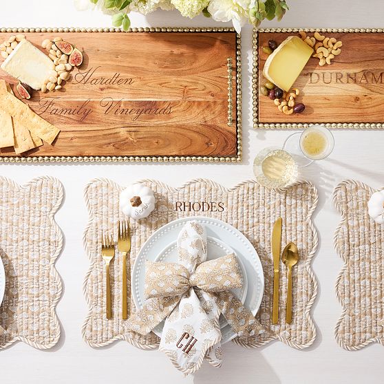 Scalloped Block Print Napkins, Set of 4