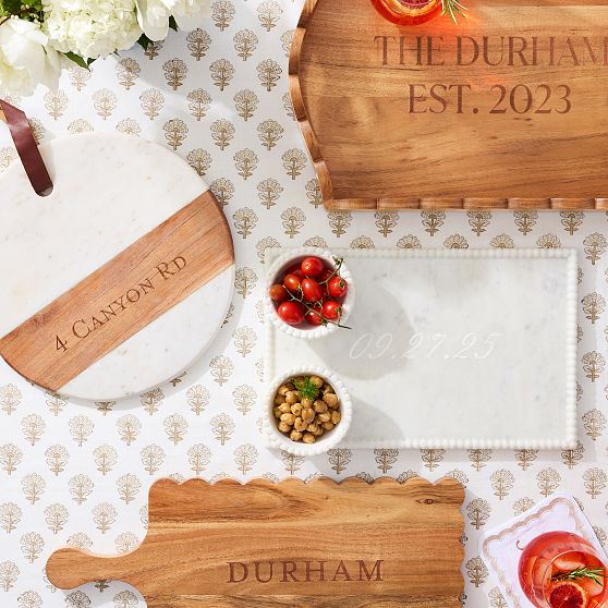 Wood and Marble Round Cheese Board