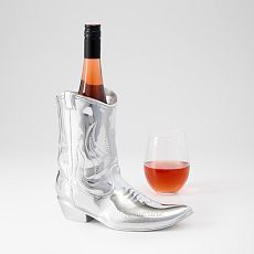 Silver Cowboy Boot Wine Chiller