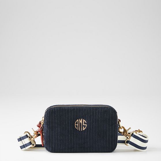 Sophie Double Zip Corduroy Crossbody Bag