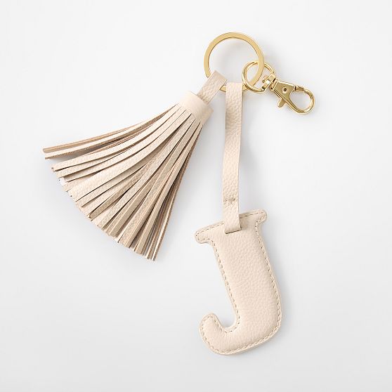 Initial Leather Tassel Keychain