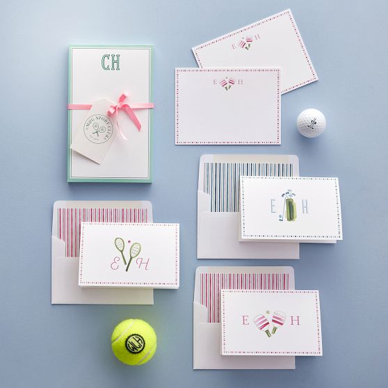 Personalized Sports Stationery Folded Cards, Set of 24