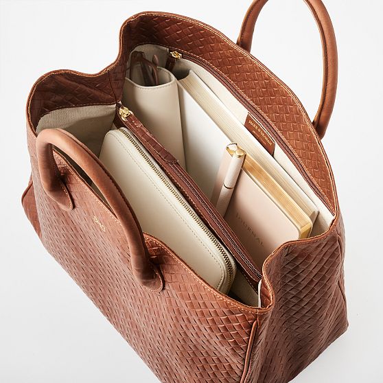 Elisabetta Woven Embossed Leather Handbag