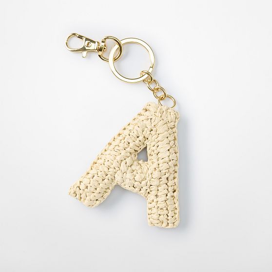 Initial Raffia Keychain
