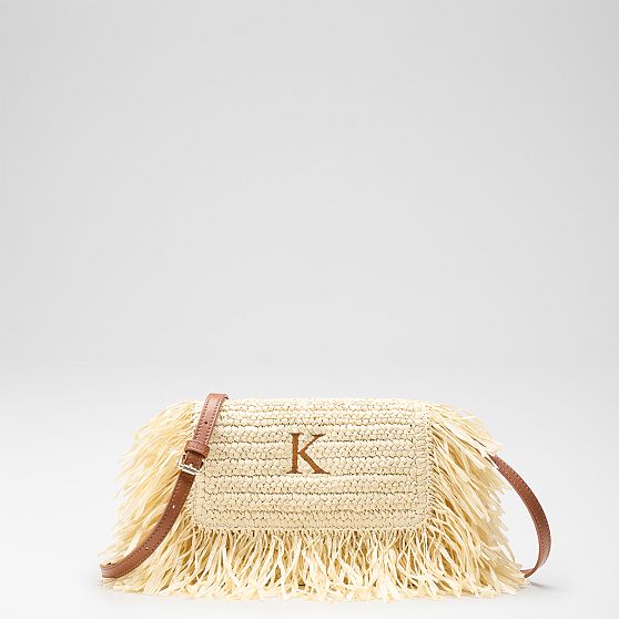 Raffia Fringe Crossbody Clutch