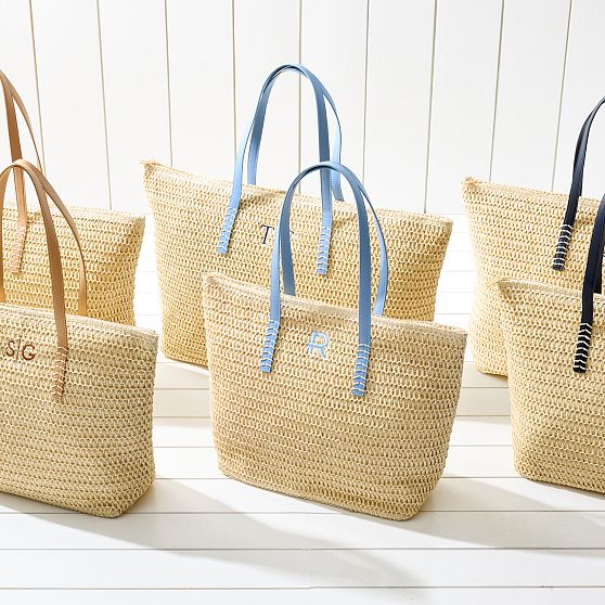 Stinson Straw Zip-Top Tote