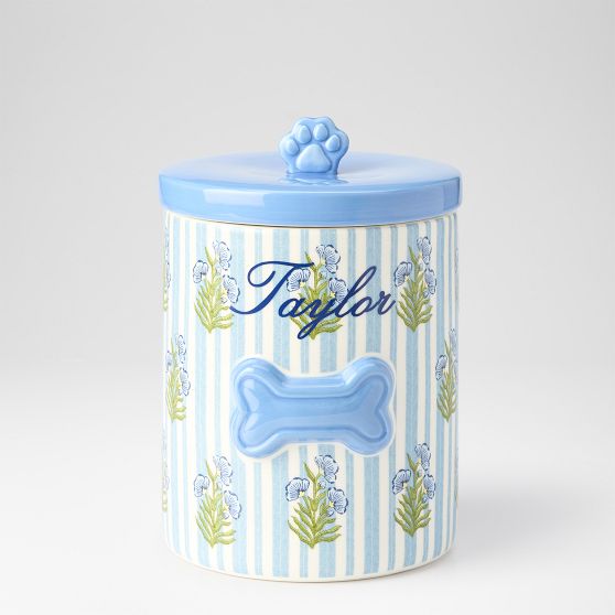 Ceramic Dog Treat Jar | Blue Botanical