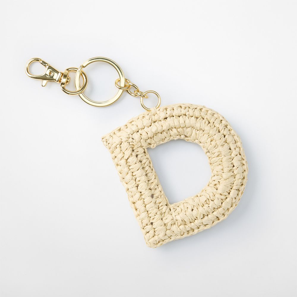 Initial Raffia Keychain