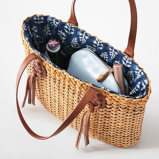 Wicker and Leather Bag