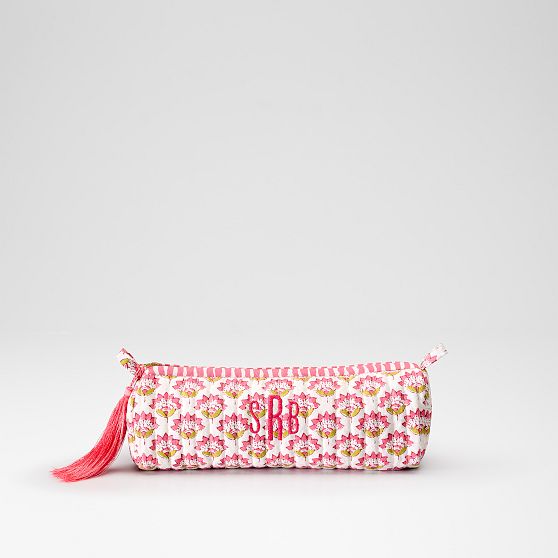 Block Print Quilted Cosmetic Pouch