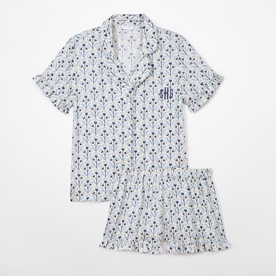 Ruffle Sateen Short Pajamas