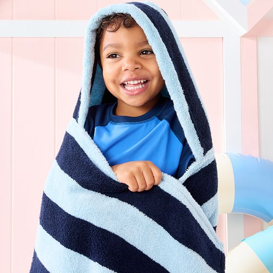 Cabana Stripe Kids Hooded Beach Towel