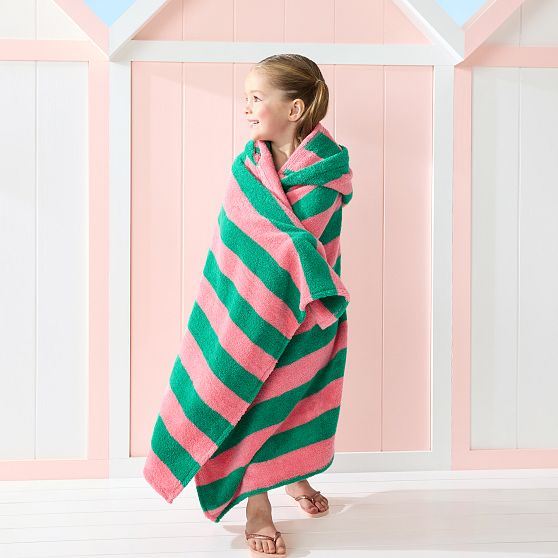 Cabana Stripe Kids Hooded Beach Towel