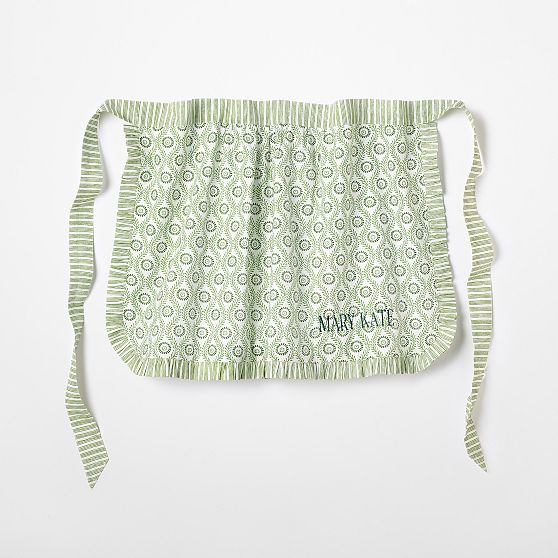 Block Print Ruffle Half Apron