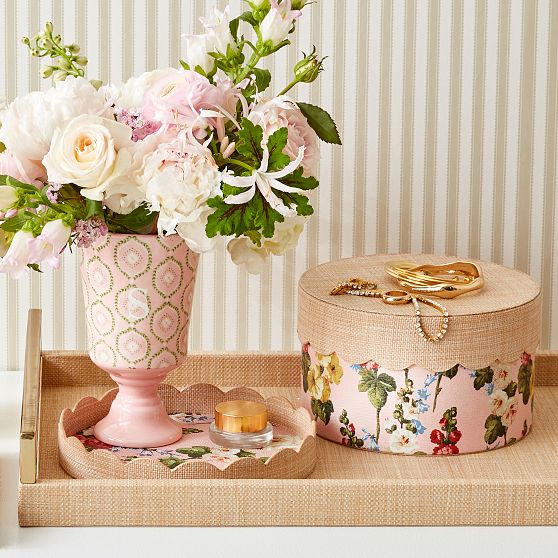 Sanderson Scalloped Raffia Box