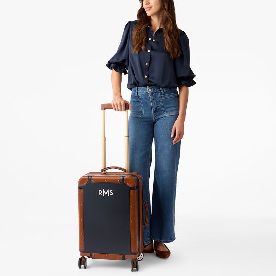 Leather Wrapped Expandable Carry-On Luggage