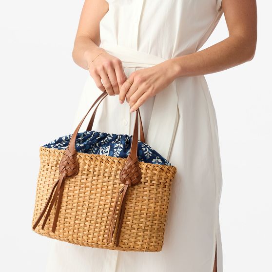 Wicker and Leather Bag