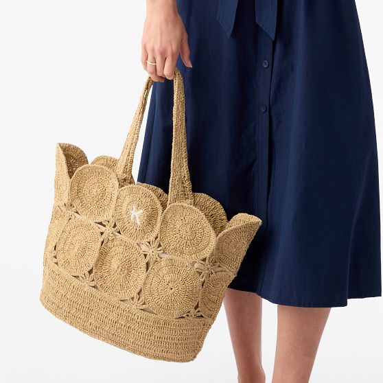 Soleil Handwoven Raffia Tote