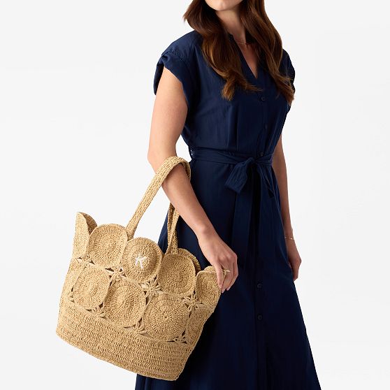 Soleil Handwoven Raffia Tote