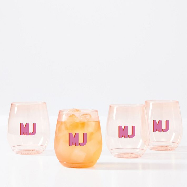 wine enthusiast wine glasses 1-Letter Etched Initial Stemless Wine Glass  Emily McCarthy