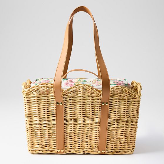 Sanderson Scalloped Wicker Insulated Picnic Basket