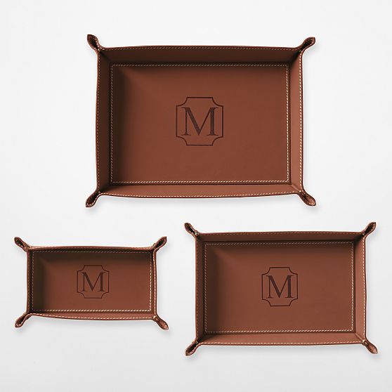 Rustic Leather Catchall Tray