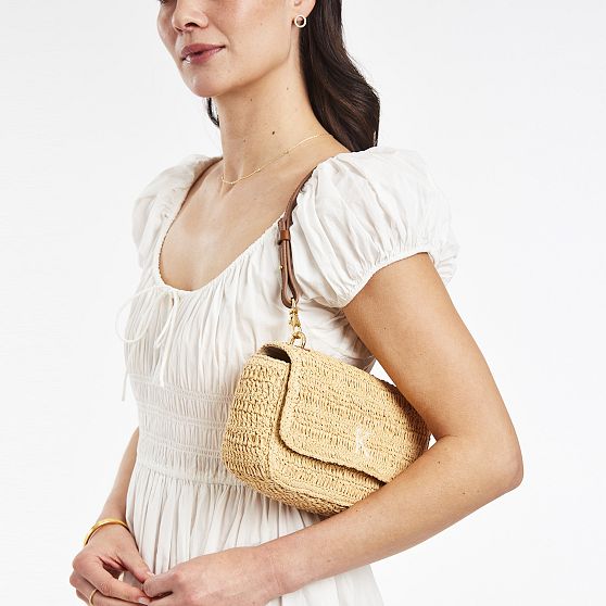Antibes Handwoven Raffia Shoulder Bag