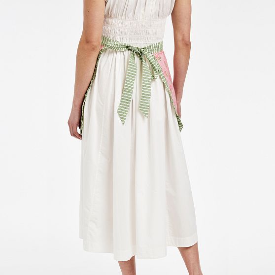 Block Print Ruffle Half Apron