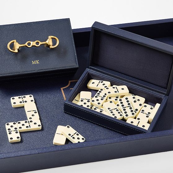 Horsebit Leather Domino Game Set