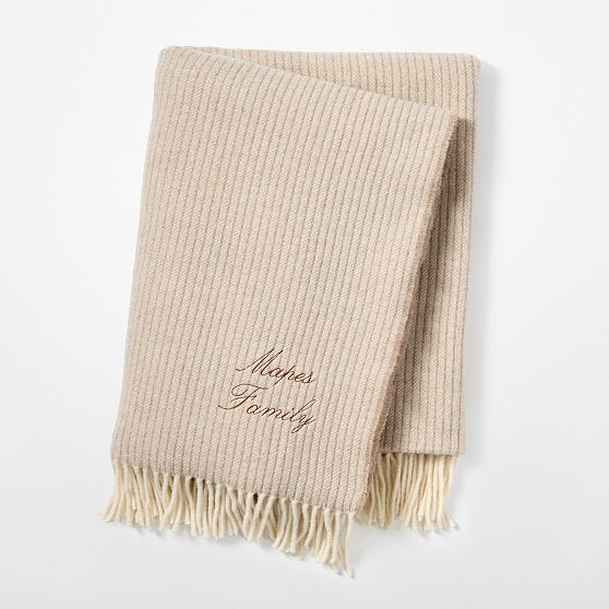 Ribbed Cashmere Wool Throw Blanket