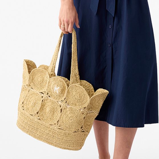 Soleil Handwoven Raffia Tote